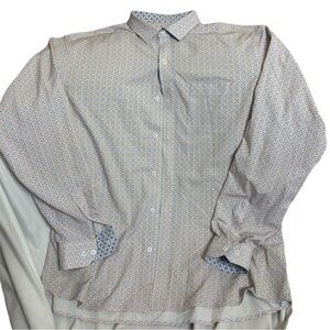 Johnston & Murphy Performance Shirt XL Geometric Flip Cuff Preppy All Over XC4